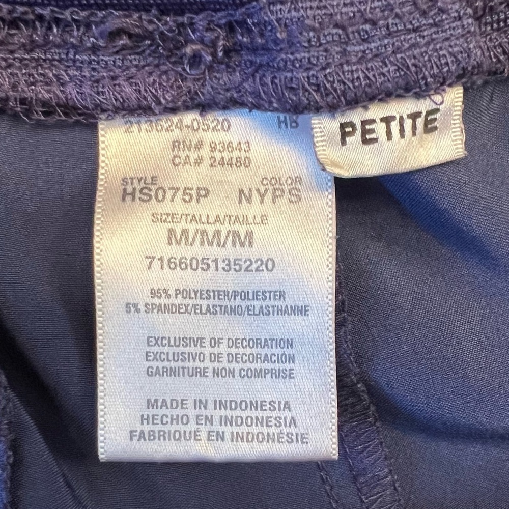 HeartSoul Women’s Mid Rise Pull On Scrub Pant Style HS075P Navy Blue Petite Med - Picture 6 of 7